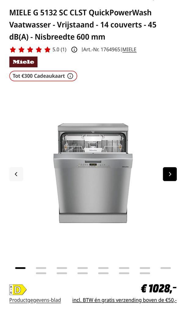 Miele G 5132 SC CLST - 1 jaar garantie, Witgoed en Apparatuur, Vaatwasmachines, Zo goed als nieuw, Vrijstaand, Minder dan 85 cm