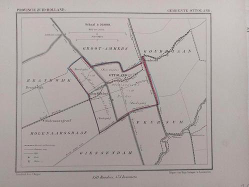 131 / Litho uit 1866 door J. Kuyper van Ottoland ZH, Antiek en Kunst, Kunst | Litho's en Zeefdrukken, Ophalen of Verzenden