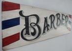 Groot handgeschilderd houten bord/vintage barbershop/ kapper, Ophalen of Verzenden, Zo goed als nieuw, Reclamebord