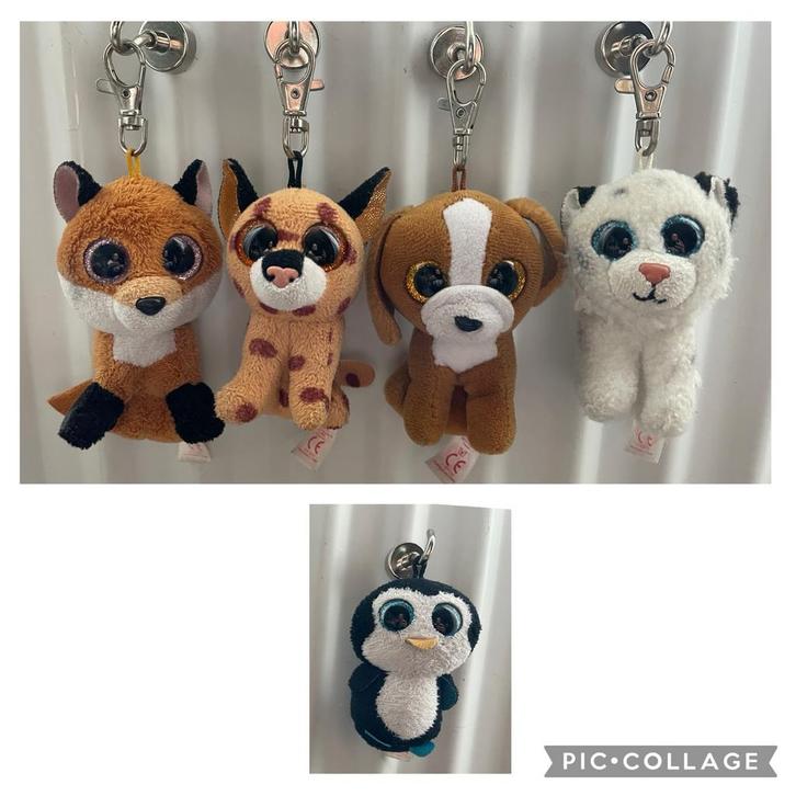 5x ty beanie boo sleutelhanger dieren: glitteroogjes, Verzamelen, Sleutelhangers, Gebruikt, Knuffel of Figuurtje, Ophalen of Verzenden