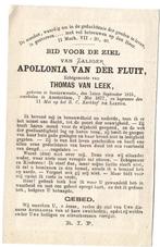 Appolonia vd Fluit 1815 Soeterwoude + 1877 Amsterdam, Verzamelen, Bidprentjes en Rouwkaarten, Ophalen