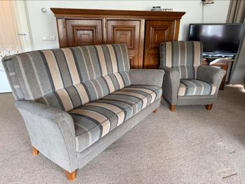 Zgan Fauteuil bank bankstel grijs met strepen met stoel beschikbaar voor biedingen