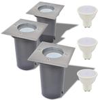 Grondspot vierkant RVS, drie stuks, Tuin en Terras, Buitenverlichting, Nieuw, Minder dan 50 watt, Netvoeding, Waterbestendig