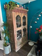 Oosterse kast echt hout, Ophalen, Zo goed als nieuw, Minder dan 150 cm, Metaal