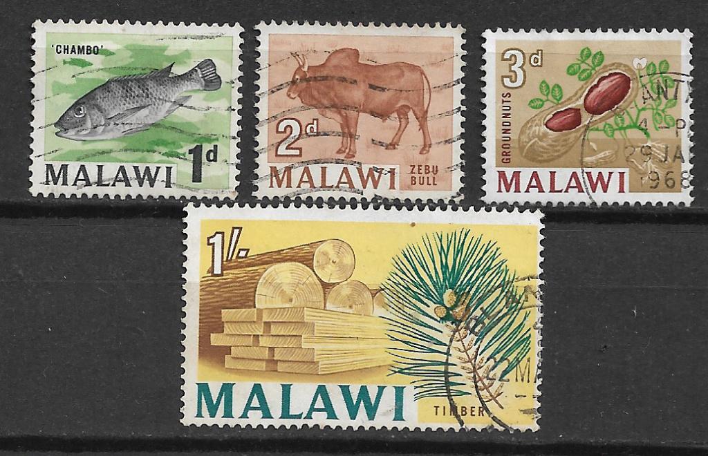 Malawi 1966 Def serie div voorstellingen MET watermerk, Verzenden, Overige landen, Gestempeld