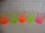 NEON KLEUR FRISDRANK GLAZEN   6 X, Ophalen, Zo goed als nieuw, Frisdrankglas