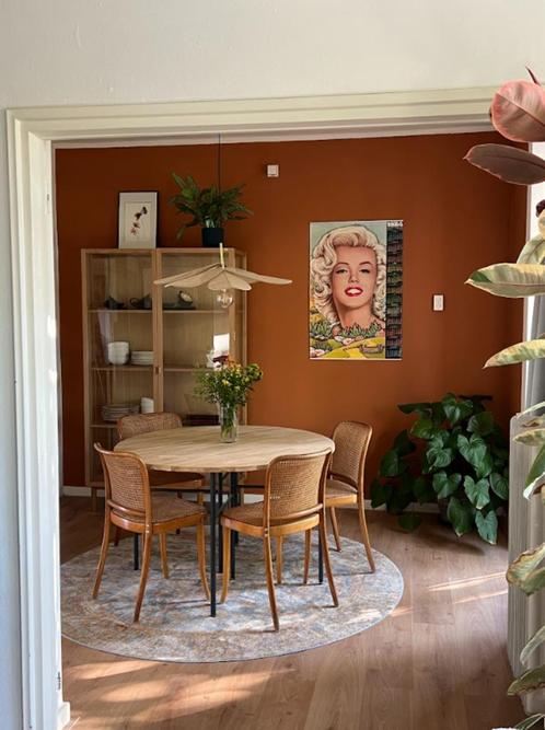 4x Thonet Ligna 811 vintage design stoelen - rotan en hout, Huis en Inrichting, Stoelen, Gebruikt, Vier, Hout, Riet of Rotan, Bruin
