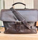 Stoere Plevier lederen schoudertas donkerbruin, Overige merken, Gebruikt, Bruin, Ophalen of Verzenden
