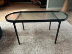 Woood Karwei salontafel ovaal glas zwart staal, Ophalen, Minder dan 50 cm, Gebruikt, 50 tot 100 cm