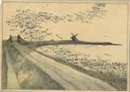 Theodoor van Hoytema litho "Meer met Molen en Zwerm Vogels", Antiek en Kunst, Kunst | Litho's en Zeefdrukken, Ophalen