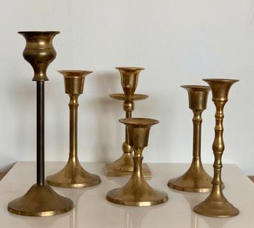 Vintage messing kandelaars beschikbaar voor biedingen
