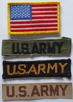 Uit oude verzameling : 3x US Army Embleem + 1x Mil. USA Vlag, Embleem of Badge, Amerika, Landmacht, Verzenden