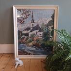 Lucky Vintage groot ingelijst borduurwerk kerkje, Ophalen, Minder dan 50 cm, Gebruikt, Unknown