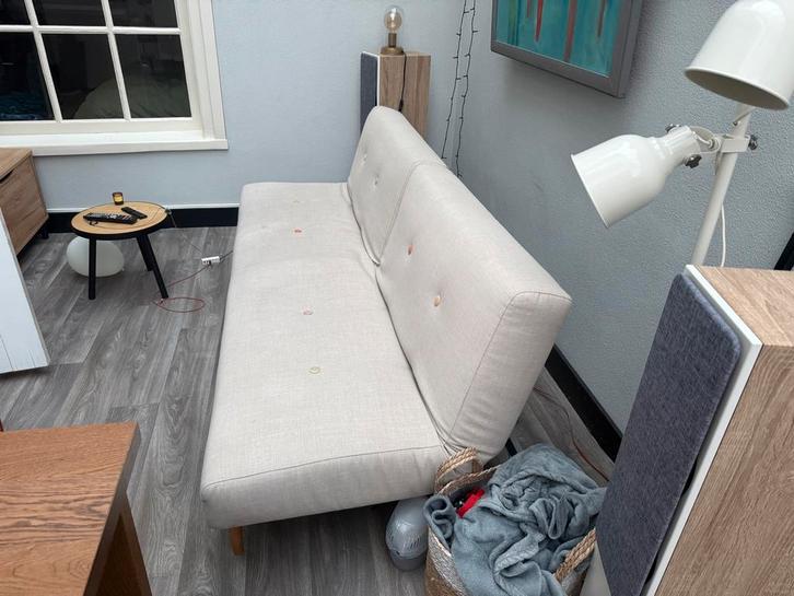 Slaapbank Fiftynine kleur Zand, Huis en Inrichting, Slaapkamer | Slaapbanken, Gebruikt, 120 cm, 200 cm, Tweepersoons, Beige, Ophalen