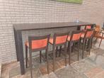 Massief houten bartafel met 5 bijpassende barkrukken, Ophalen of Verzenden