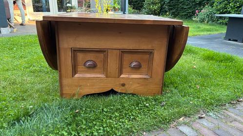 Salontafel met opklapbladen & lade, Antiek en Kunst, Antiek | Meubels | Tafels, Ophalen
