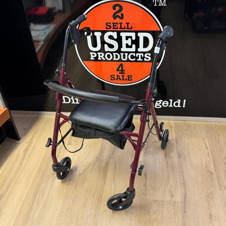 Rollator 100 RA zwart/bordeaux | Max 158KG, Diversen, Rollators, Zo goed als nieuw, Ophalen