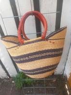 U shopper Bolgatanga uniek handgeweven 2 lederen handvatten, Overige materialen, Mand, Nieuw, Ophalen of Verzenden
