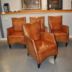 Vier schapenleren eetkamerstoelen B van Bekhoven, Huis en Inrichting, Stoelen, Ophalen of Verzenden, Zo goed als nieuw, Leer, Vier