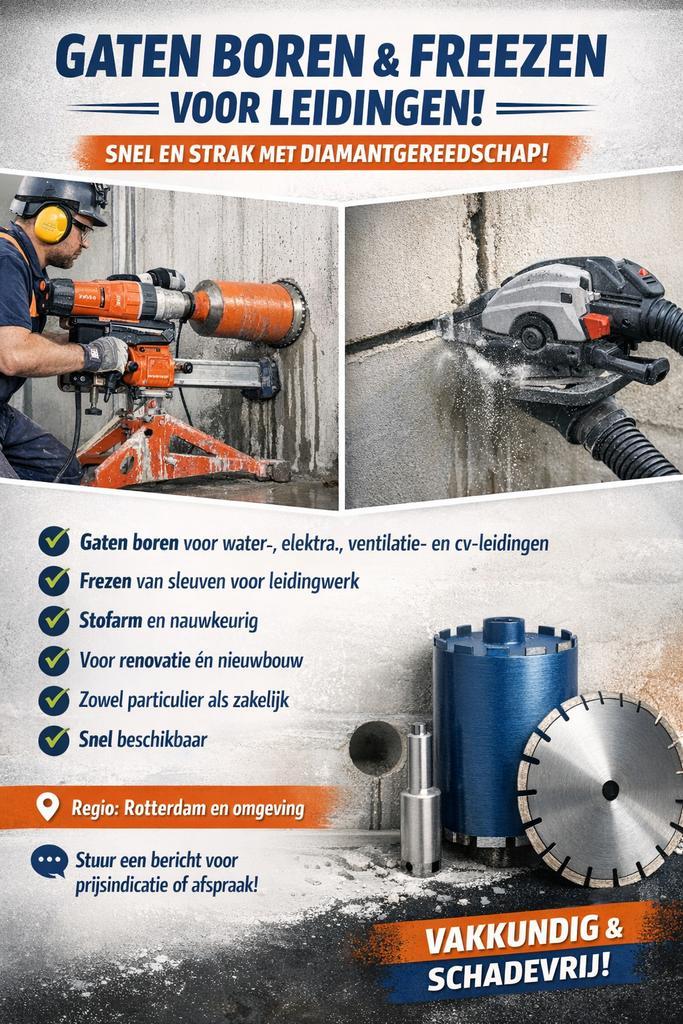 Diamantboren & Sleuven Frezen Rotterdam, Diensten en Vakmensen, Klussers en Klusbedrijven, 24-uursservice