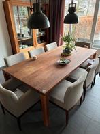 Eethoek walnotenhout Riva, 8 stoelen waarvan 2 met leuningen, Ophalen of Verzenden, Gebruikt, 6 tot 8 stoelen