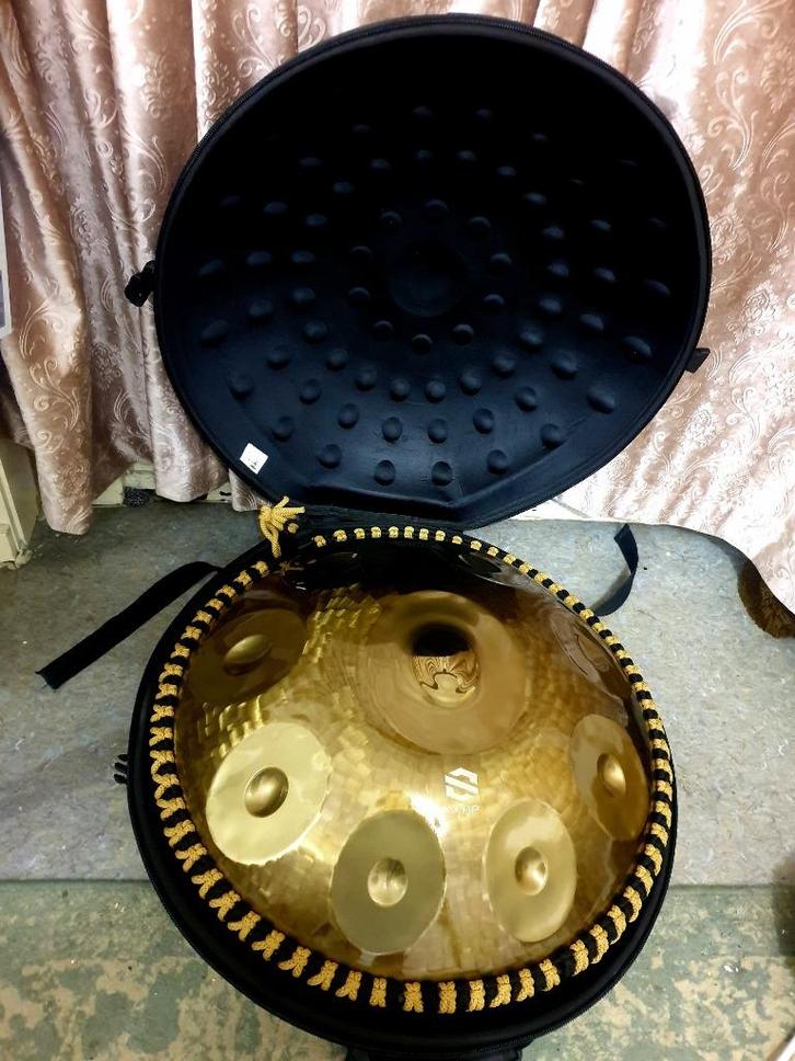 Spacedrum Gold handpan D-minor 440herz+Hardcase Amsterdam, Muziek en Instrumenten, Percussie, Nieuw, Melodische percussie, Ophalen of Verzenden