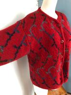 Saga dik wol wollen vintage vest l rood blauw, Blauw, Maat 42/44 (L), Ophalen of Verzenden, Zo goed als nieuw