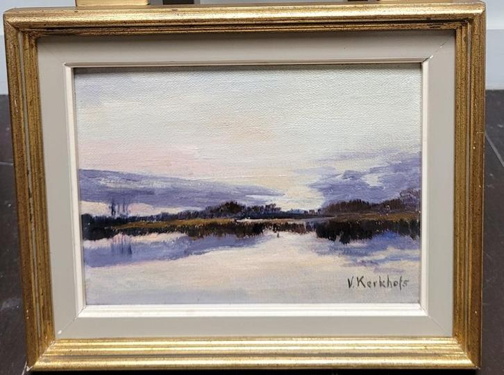 Vic KERKHOFS, Vijverlandschap, Antiek en Kunst, Kunst | Schilderijen | Klassiek, Ophalen of Verzenden