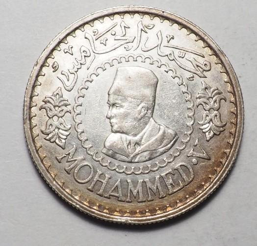 500 Francs Marokko 1956 (zilver) - Mohammed V, Postzegels en Munten, Munten | Afrika, Losse munt, Overige landen, Zilver, Verzenden