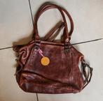 Merel mooie zware kwaliteit leren tas met schouderriem, Ophalen of Verzenden, Zo goed als nieuw, Bruin, Handtas