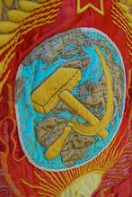 Sovjet Unie Vlag met Wapenschild "Arbeiders uit alle landen", Antiek en Kunst, Ophalen of Verzenden