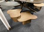 Salontafel Set 2-delig Mango Hout Japandi Stijl, Ophalen, 50 tot 100 cm, Nieuw, Overige vormen
