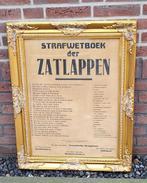 Grote lijst met tekst Strafwetboek der zatlappen🍺, Verzamelen, Ophalen, Reclamebord, Gebruikt, .