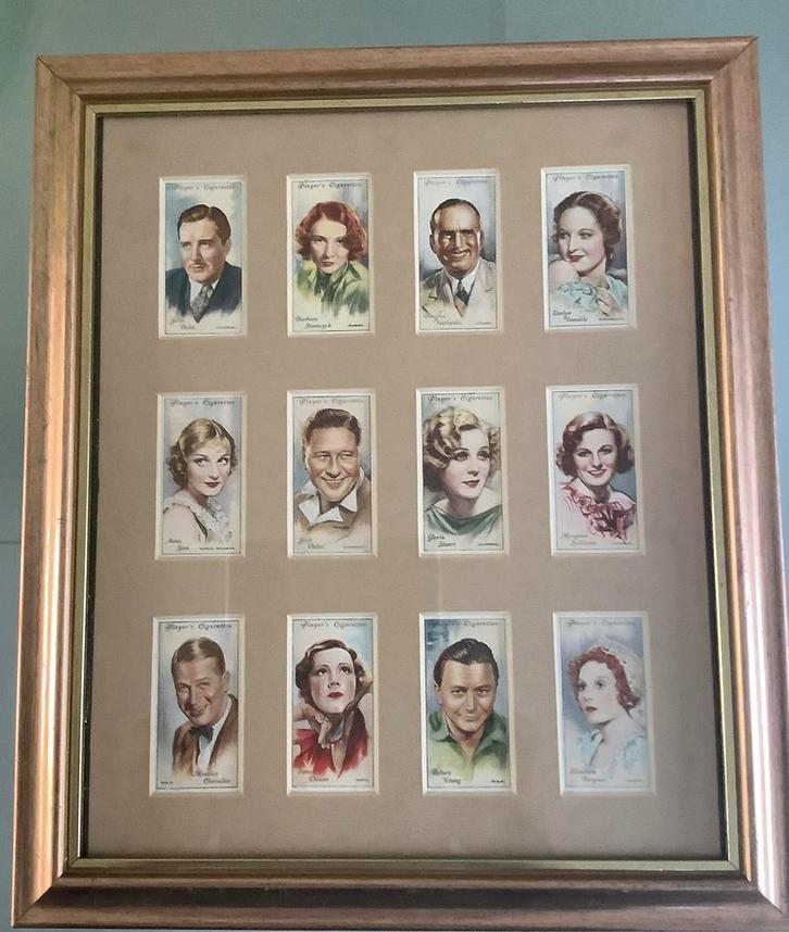Ingelijste Player's Cigarettes Acteurs Kaarten, Verzamelen, Rookartikelen, Aanstekers en Luciferdoosjes, Gebruikt, Ophalen