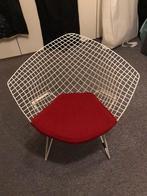 Prachtige Design Draadstoel met Rode Zitting, Huis en Inrichting, Stoelen, Ophalen, Gebruikt, Wit, Metaal