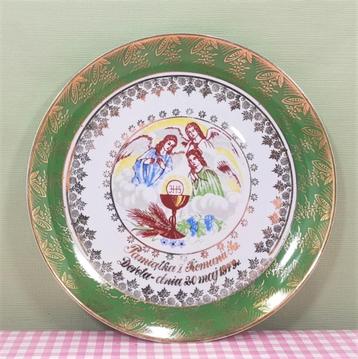 Vintage Eerste Communie bord met Engelen Pools 24 cm beschikbaar voor biedingen