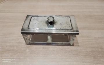  Antieken glazen inktpot met verzilverd Welner schuifdeksel beschikbaar voor biedingen