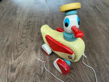 Vintage Houten Trek Eend Speelgoed beschikbaar voor biedingen