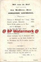 Zeer OUD- Leemkoel Joh 1804 Harlingen 1857 Makkum pastoor, Verzamelen, Bidprentjes en Rouwkaarten, Bidprentje, Ophalen of Verzenden