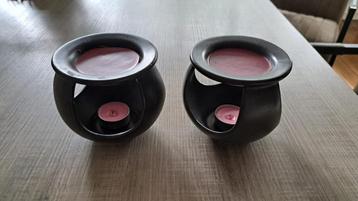 2 mooie zwarte waxinehouders voor geurtjes beschikbaar voor biedingen