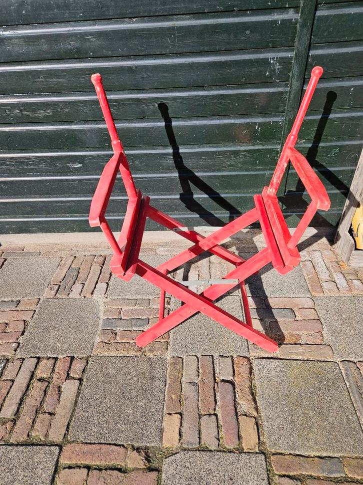 2 Regisseursstoeltjes - Houten Klapstoelen, Huis en Inrichting, Stoelen, Twee, Hout, Rood, Ophalen