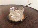 Antiek kristal zoutvat met zilver gekeurde lepel, Ophalen of Verzenden, Zilver
