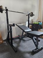 Bremshey halterbank set met olympische stang en gewichten, Ophalen of Verzenden, Zo goed als nieuw, Halterset