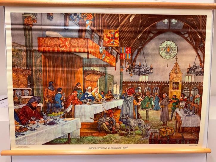 Historische schoolplaat Sprooksprekers Ridderzaal, Antiek en Kunst, Antiek | Schoolplaten, Geschiedenis, Ophalen of Verzenden