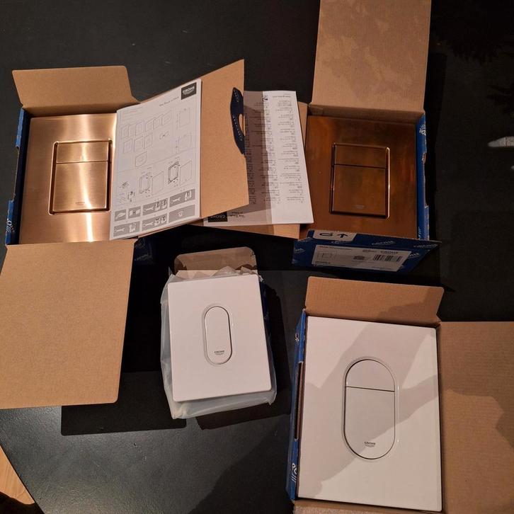 Grohe Drukspoelplaat 1x brushed warm sunset en 2x mat wit, Doe-het-zelf en Verbouw, Sanitair, Nieuw, Ophalen of Verzenden