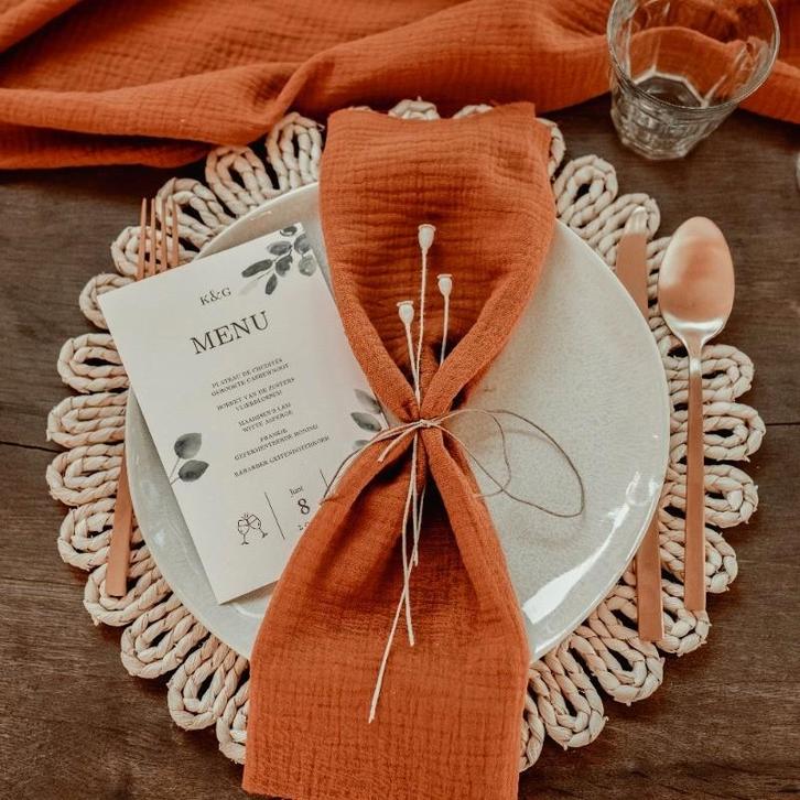 Placemats rotan te huur, 21 diner decoratie, onderbord, Hobby en Vrije tijd, Feestartikelen | Verhuur, Nieuw, Geboorte of Huwelijk