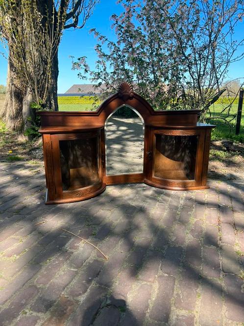 Antieke wandkast spiegelkast vitrinekast brocante servies, Antiek en Kunst, Antiek | Meubels | Kasten, Ophalen