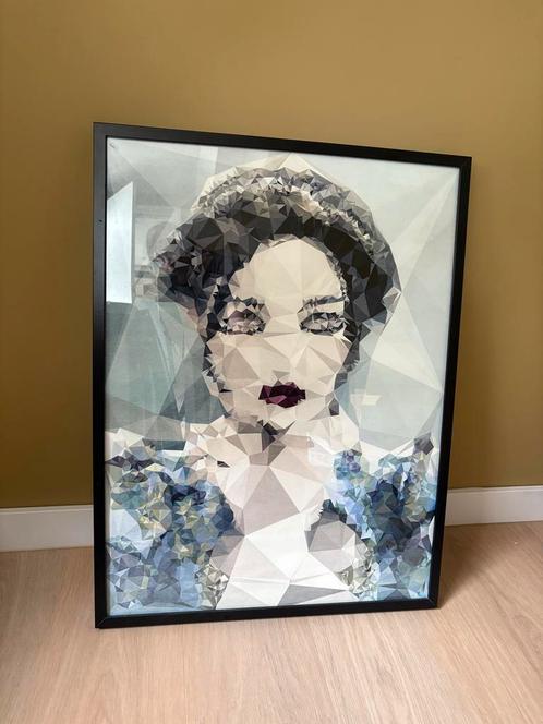 Poster Geisha Dame abstract 82x62cm incl zwarte Lijst, Huis en Inrichting, Woonaccessoires | Schilderijen, Tekeningen en Foto's