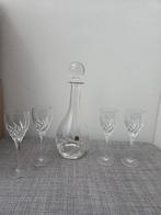 Loodkristal karaft met 4 kristallen glazen, Ophalen of Verzenden, Zo goed als nieuw, Overige typen