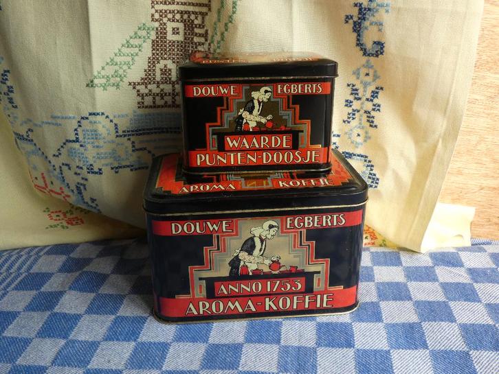 koffieblik DE/ bewaardoos koffie/ DE spaarpunten blikje, Antiek en Kunst, Antiek | Keukenbenodigdheden, Ophalen of Verzenden
